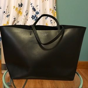 Victoria’s Secret Black Leather Beach Bag Tote